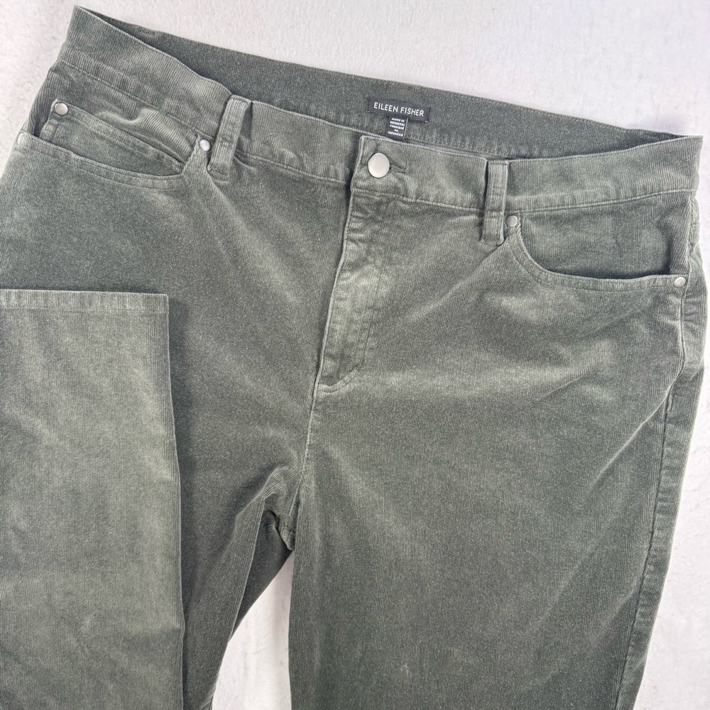 Eileen Fisher Women’s XL‎ Olive Corduroy Straight‑Leg Ankle Pants